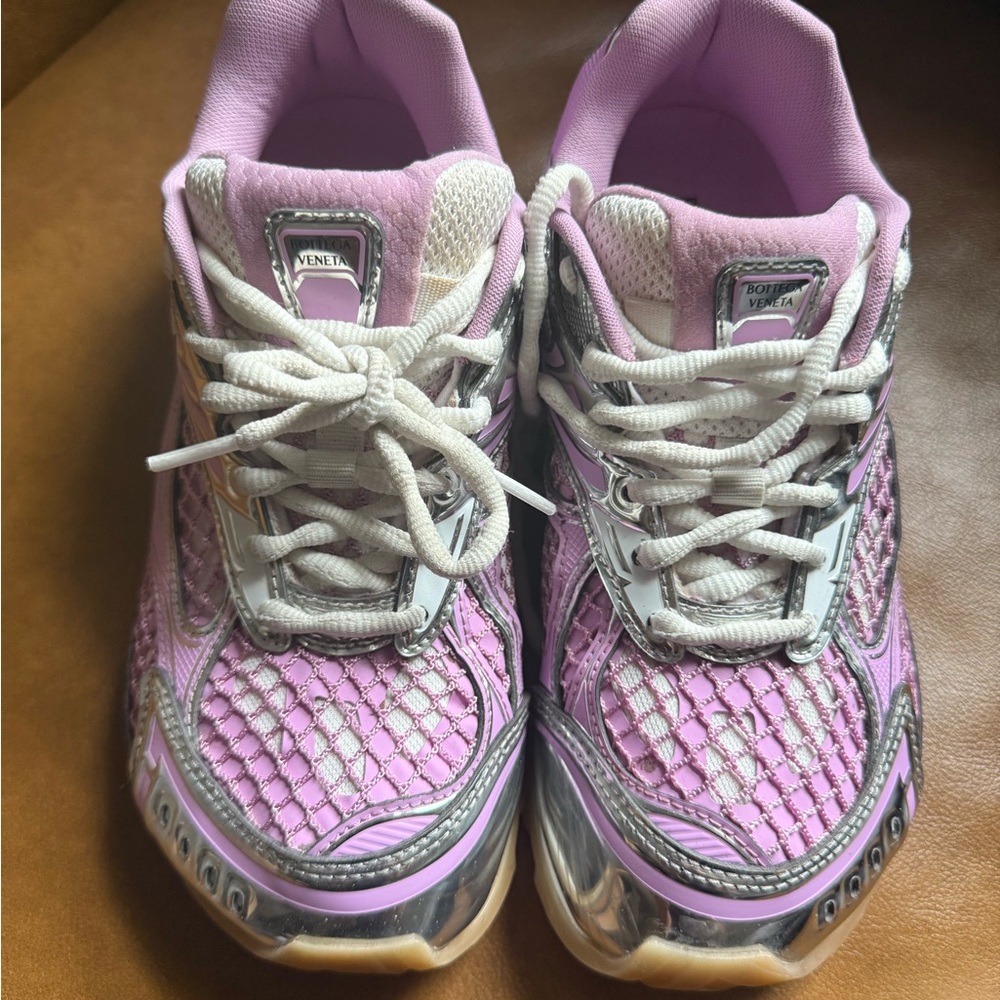 Bottega Veneta Pink and Silver Orbit Sneakers